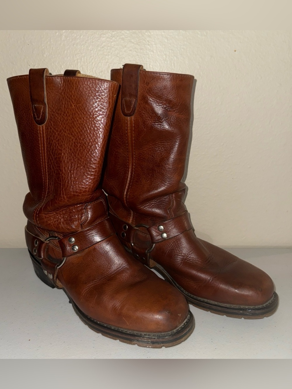 Double H harness Men's Brown Leather Biker  Boots